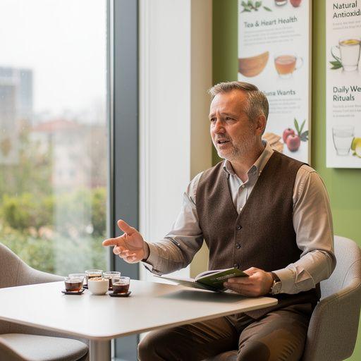 Pihentető tea fogyasztás közben, napfényes ablak mellett.